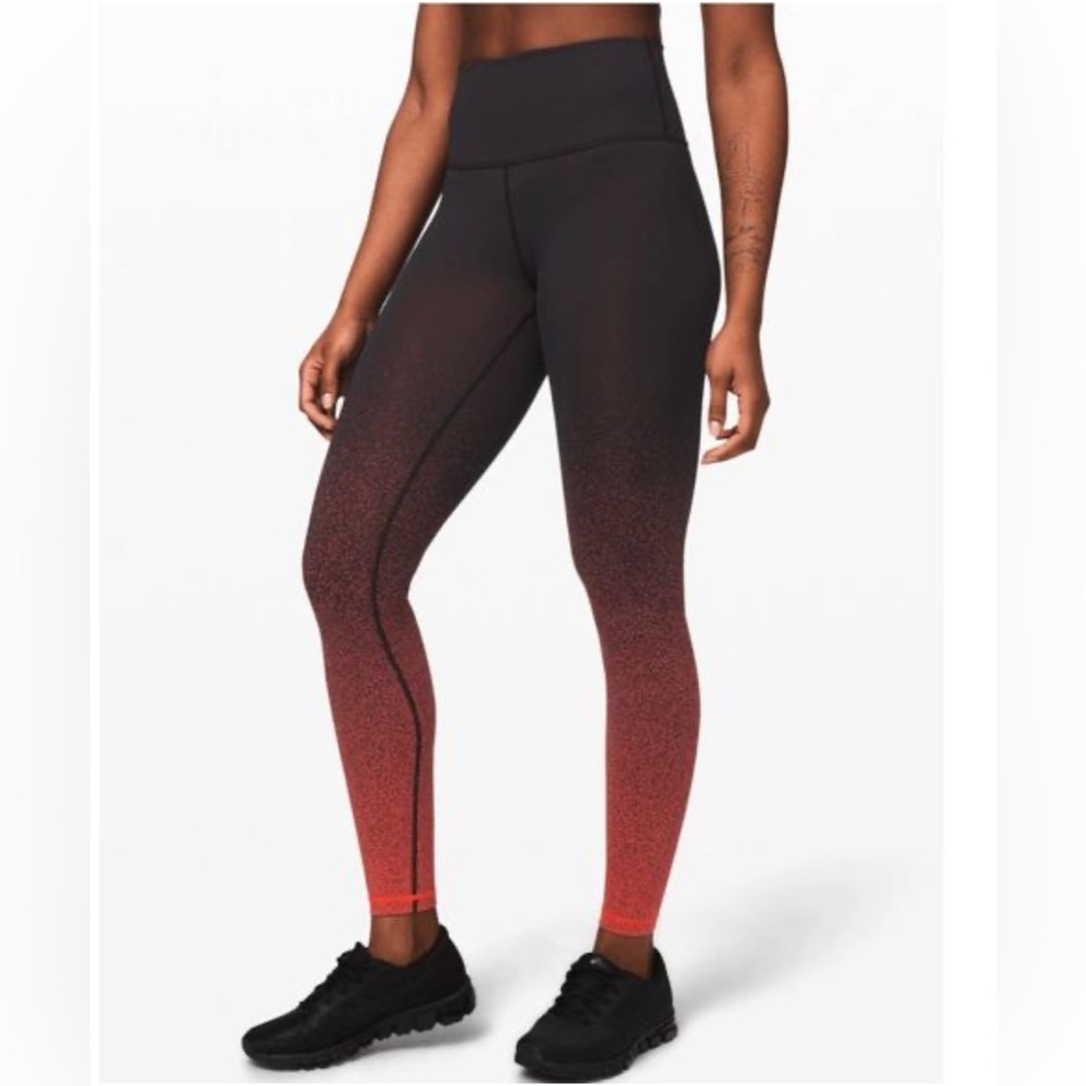 Lululemon  Wunder Under High-Rise 28" Tight  Sz 10 Red Ombre Speckle